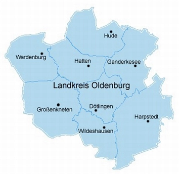 Grundrisskarte Landkreis Oldenburg mit Gemeinden © Landkreis Oldenburg