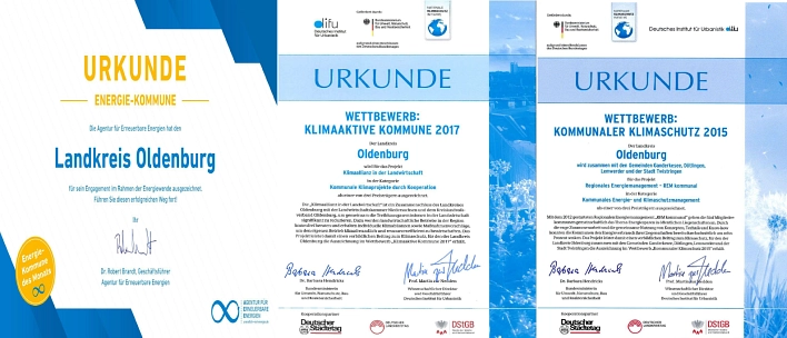 Urkunden Klimaschutz © Landkreis Oldenburg
